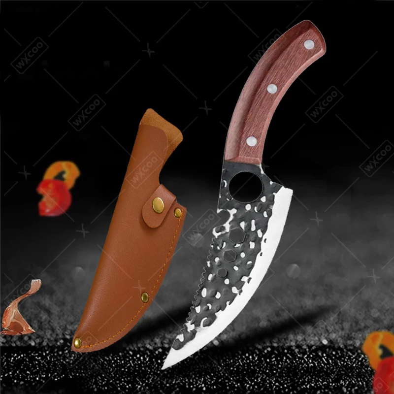 Professional Barbecue Knife Kitchen Knives Hammer Forged Boning Knife Stainless Steel Fruit Butcher Meat Deboning Cutting Knife