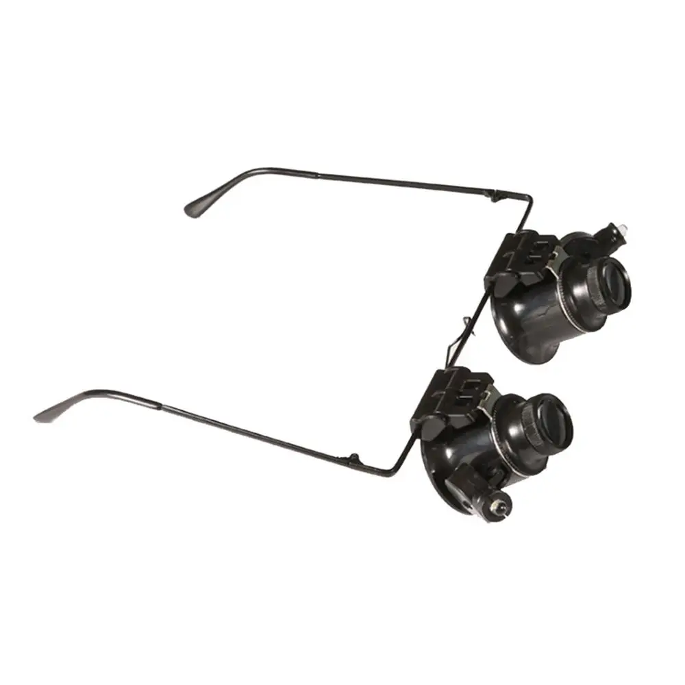 Adjustable Magnifier With LED Lights Double Eye Glasses Type Jeweler Inspect Tool 20X Magnifier Watch Repair