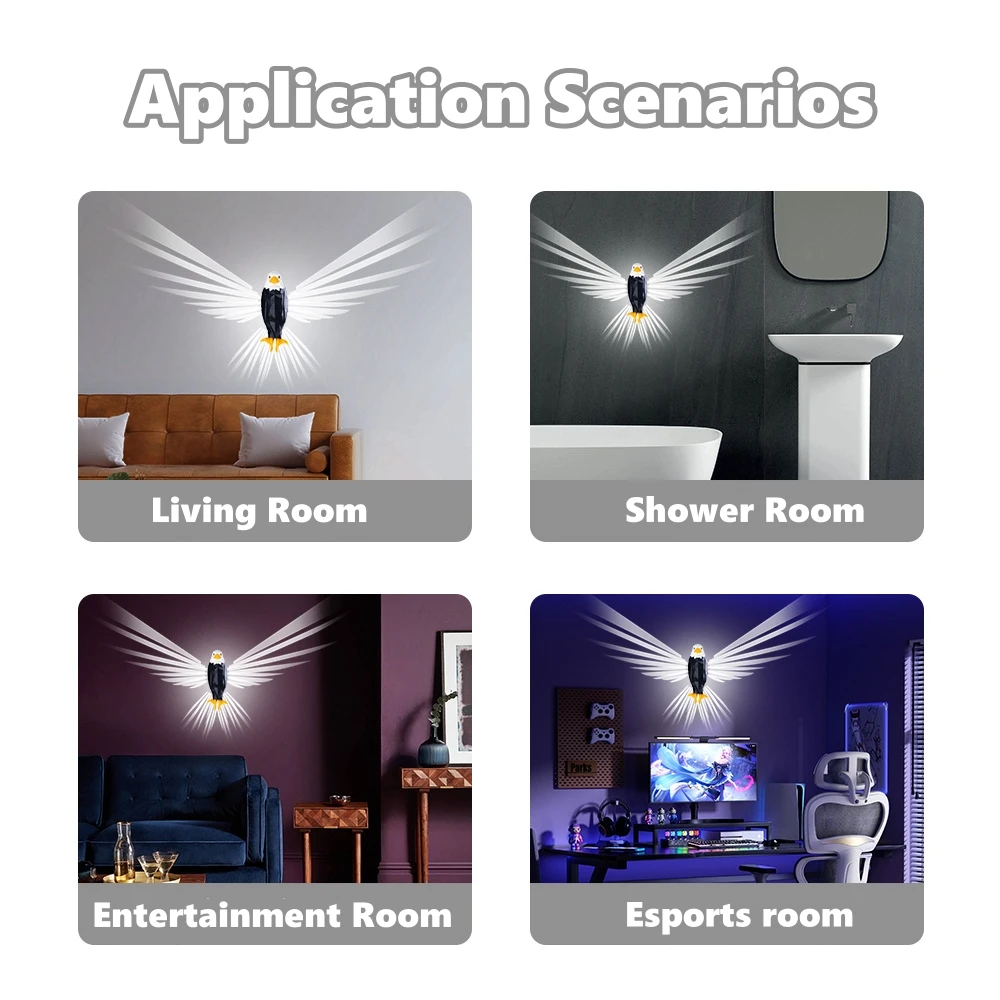 Eagle Lighting LED-wandlamp Projector kerst Leviterend interieur Stemming Licht Dieren Vogelverlichting Idee Goederen