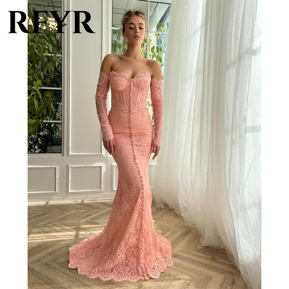 

RFYR Orange Mermaid Sexy Elegant Sexy Wedding Party Dress Appliques Lace Celebrity Dresses Special Occasion Dresses Customized