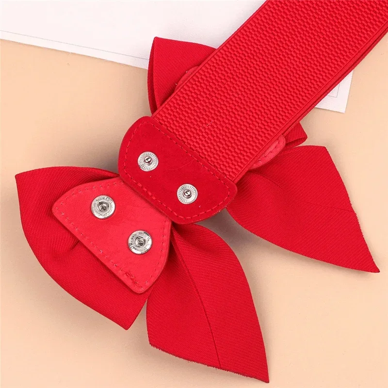 Bow Waistband Elastic Wide Stretch Waist Belt for Girls Clothes Accessories Lady Dress