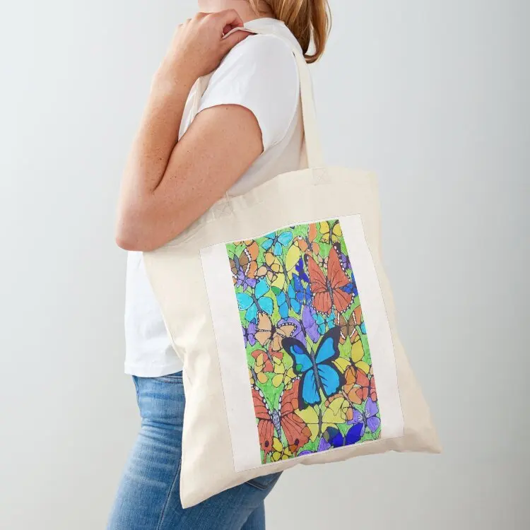 

Butterflies on green Tote Bag cute tote canvas custom fabric screen