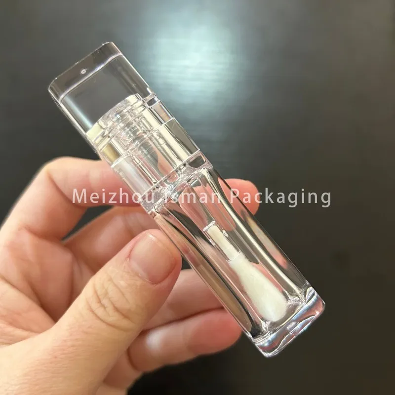 

50Pcs Empty refillable PET 8ml Lipgloss Wand Tubes Luxury Crystal Big Applicator Clear Lip Gloss Tube With Big Brush