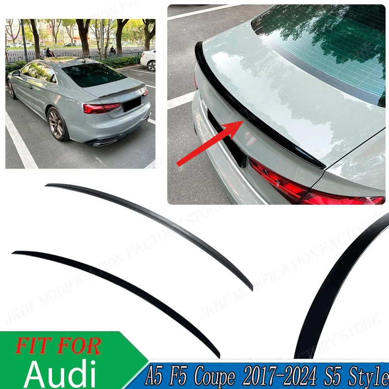 

Rear Trunk Spoiler Wing Lip for Audi A5 F5 Coupe 2017-2024 S5 for Splitter Diffuser Tail Fin Wings Fixed Wind Body Kit Tuning