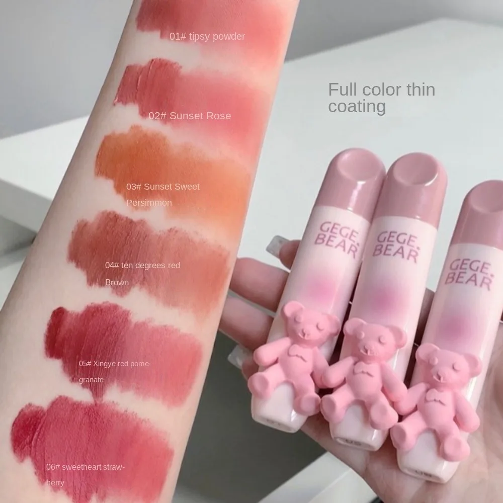 Nuovo Lucidalabbra Opaco Non Appiccicoso a Forma di Orsetto Colorato, Cosmetico Vellutato con Finitura Opaca per Ragazze