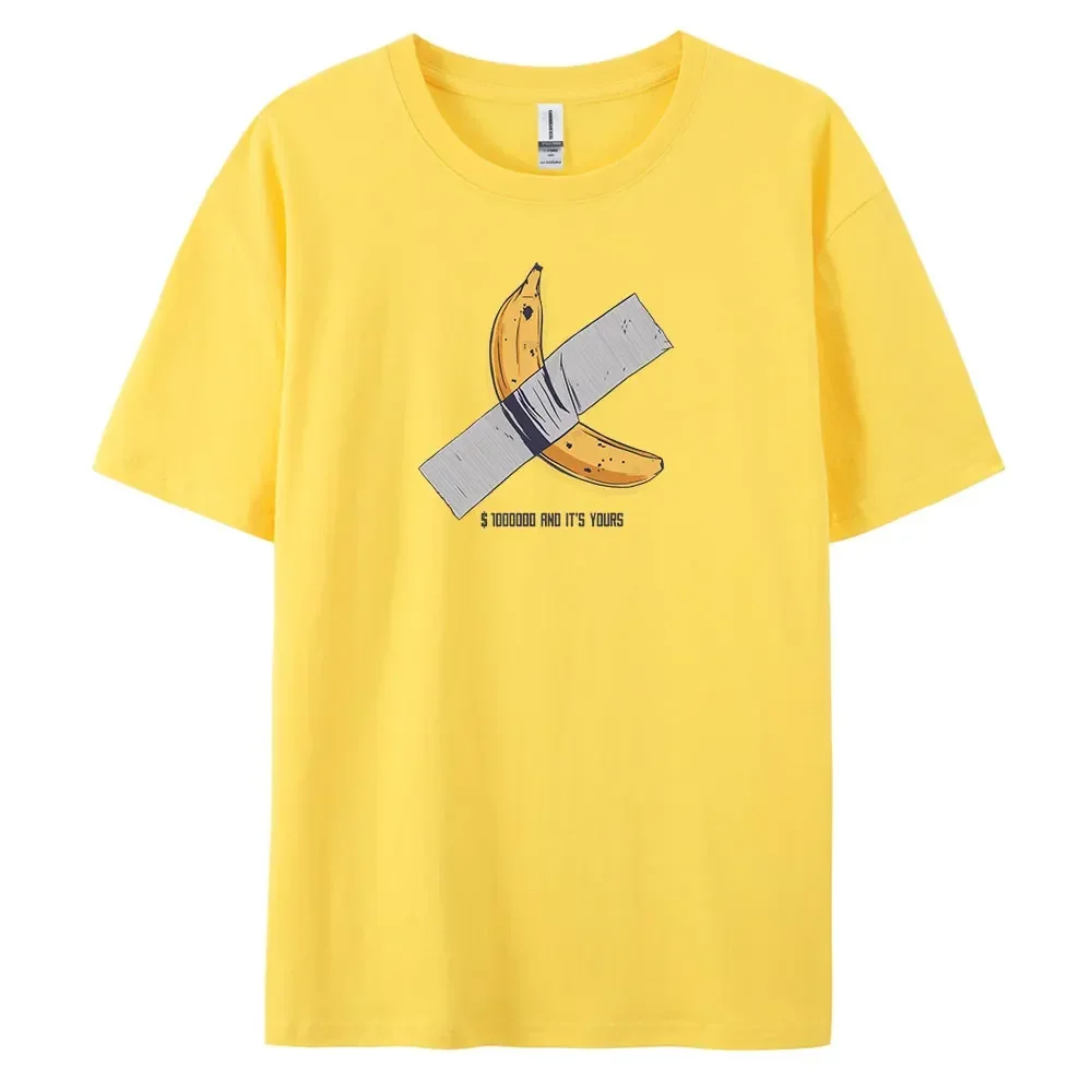 Banana Men's Casual Short-sleeved T-shirt with 100% Cotton Fashion print Tees oversize