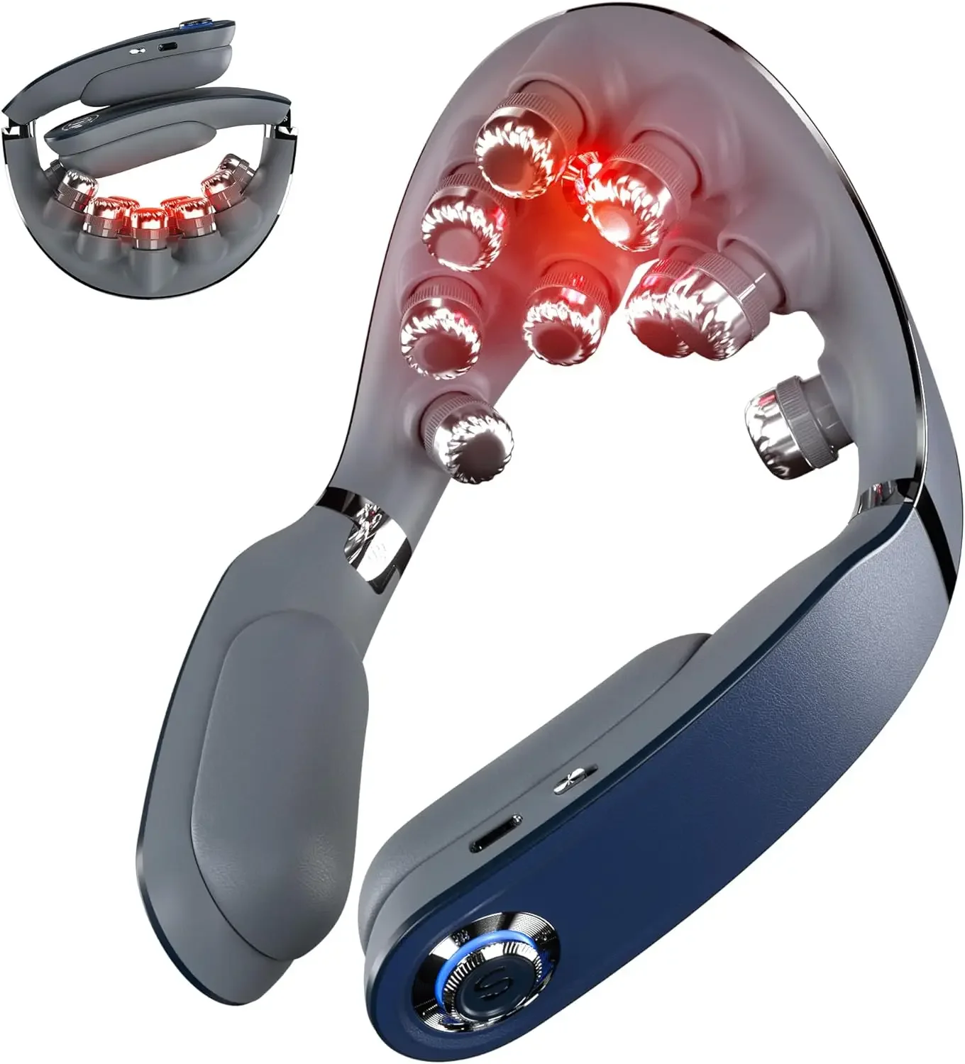 

SKG Foldable Neck Massager with Heat, Cordless Deep Tissue Vibration Massager for Pain Relief, Portable 9D Electric Shiatsu Neck