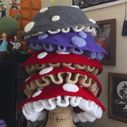 Fun Mushroom Hat Slouchy Men Costume Hats Halloween Gift Warm Large Crocheted Hat Slouchy Hat Halloween Photo Props