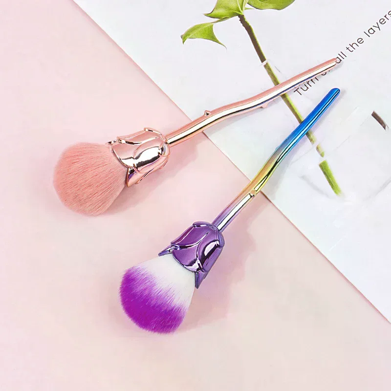 Rose Nail Dust Brush For Manicure Flower Nail Art Brush Nail Accessories Tools Popular Round Small Gel Polish Cleaning Brushes