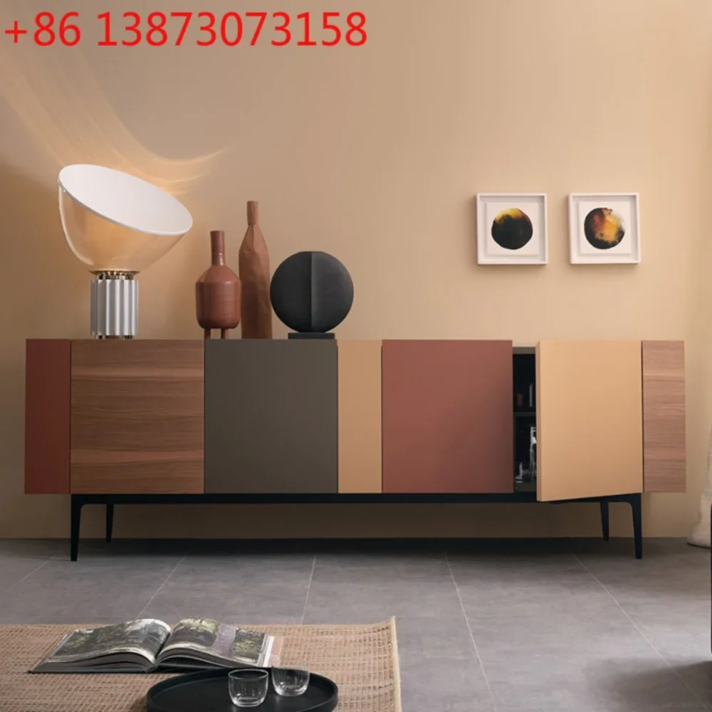 

Italian light luxury dining side cabinet villa high-end walnut storage
