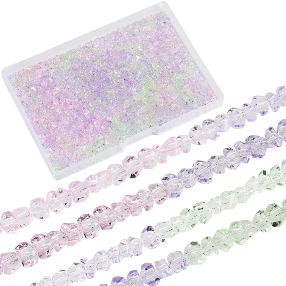 1박스 8줄 1072~1096개 투명 유리 비즈 각진 비즈 벌크 그라데이션 분할 다색 루즈 트라이앵글