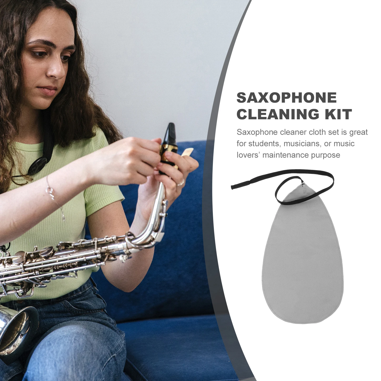 

2 Pcs Musical Instrument Cleaning Cloth For Flute Tool Care Clarinet Maintenance Kit Grey