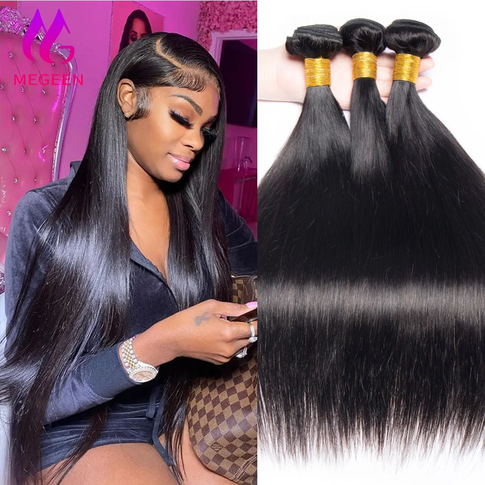 

Megeen перуанские волосы 10-32 дюйма Remy 100% человеческие волосы для наращивания прямые волосы 1/3/4 дюйма