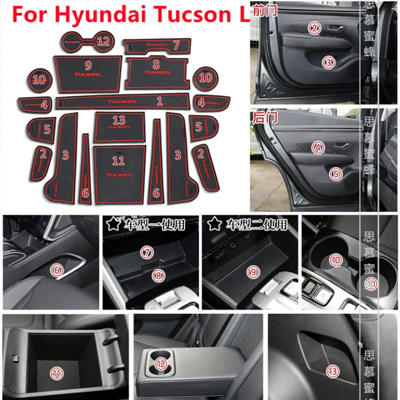 

For Hyundai Tucson L 2022 2021 Non Slip Door Gate Pad Car Door Groove Mat Anti-Slip Gate Slot Cup Pad Fit Cup Cushion