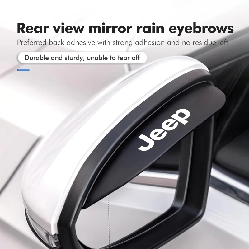 2pcs Carbon Car Rearview Mirror Rain Eyebrow Blocker Sun Visor For Jeep Grand Cherokee Compass Patriot Renegade Wrangler