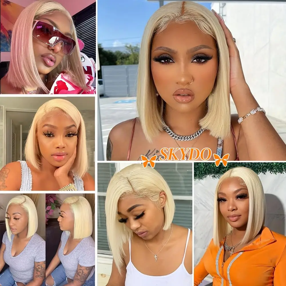 8 بوصة قصيرة بوب الدانتيل الجبهة خصلات الشعر المستعار الإنسان شقراء 13x4 الدانتيل أمامي خصلات الشعر المستعار الإنسان للنساء لينة غلوليس الباروكات جزء مجاني شعر مستعار #6