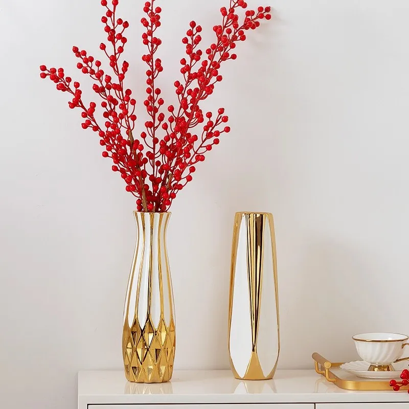 

Gold painted ceramic vase can be used to install water splashes, high-end decorations for home living rooms, study rooms, and en