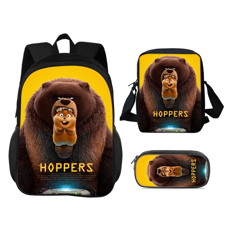 

Hoppers Cartoon Movie 3Pcs Set Backpack Student School Shoulder Bag Pencil Bags Travel Backpack Children Birthday Gift