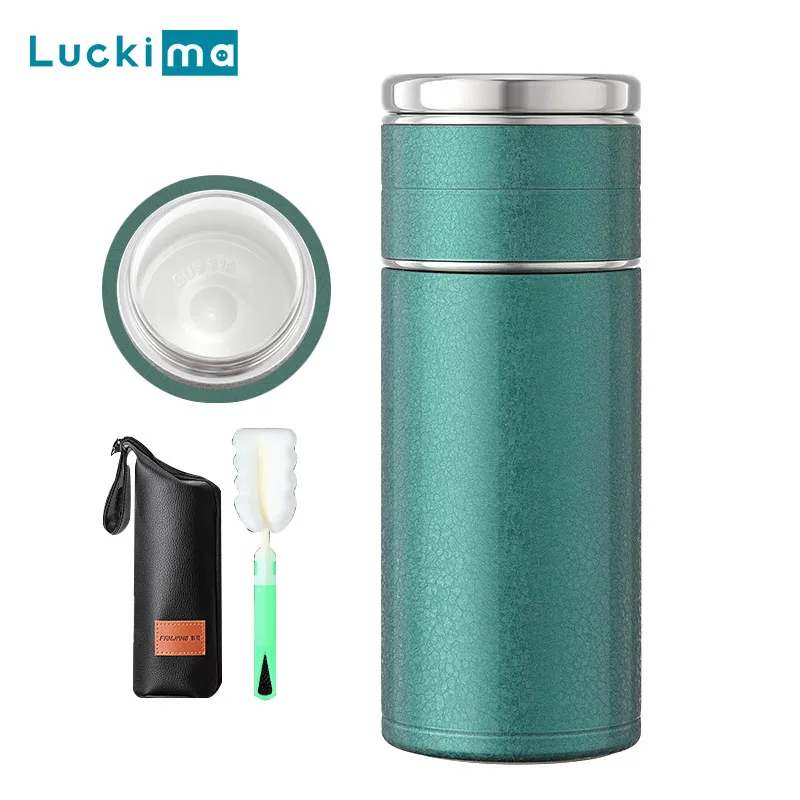 New Portable Ceramic Linner Thermos Cup 250/300/400/500ml Thermal Mug Thermoses Water Bottle Insulated Cups with Tea Infuser