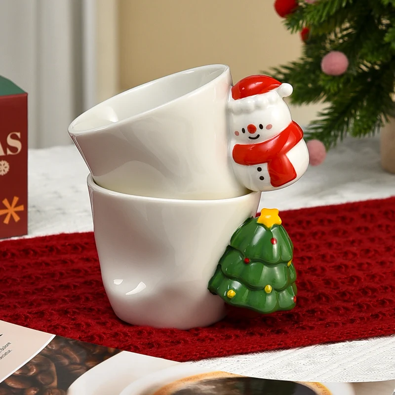 Christmas-themed mugs,snowman Christmas tree ceramic cups,Christmas gift couple cups,home office festive atmosphere coffee cups