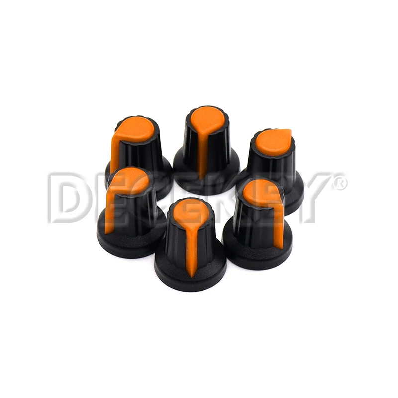 30pcs WH148 15X17mm Potentiometer knobs 6mm Potentiometer Plastic Knobs Cap 5 colors Yellow Orange Blue White Red