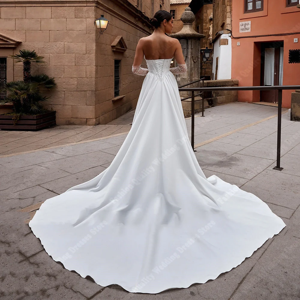 2025, bezaubernde A-Linie-Hochzeitskleider für Damen, elegante, ärmellose Brautkleider, Prinzessin ohne Handschuhe, Vestidos de Novias, individuell gestaltet