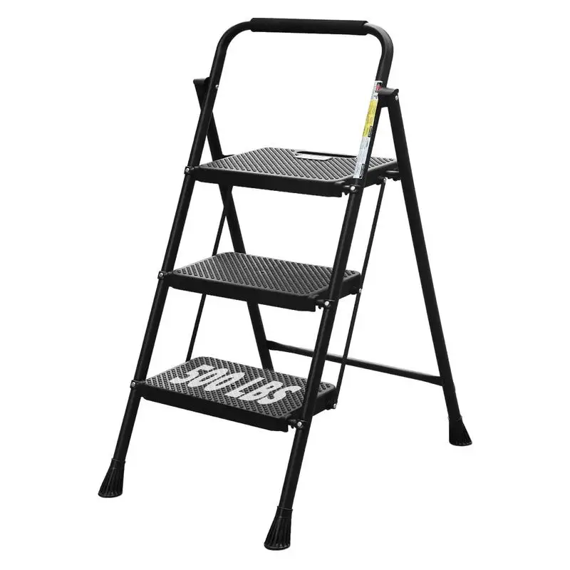 Step Ladder Ergonomic Step Stool with Handle Foldable Ladder Non-slip 3-Step Portable Step Ladders Wide Pedals Closet Stool