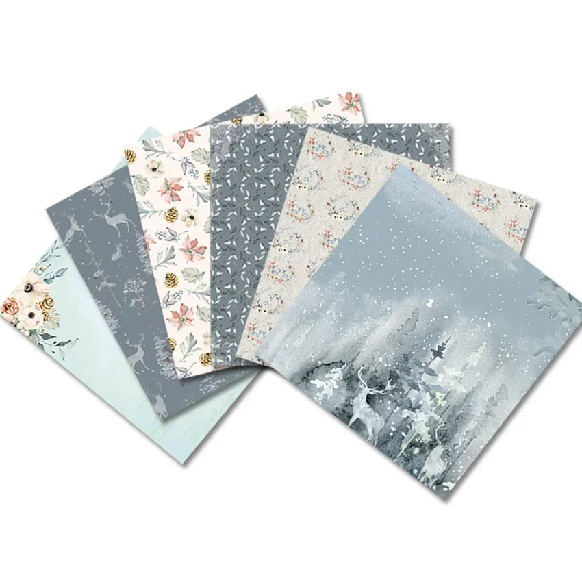 24 Sheets Winter Forest Craft Paper Pads Cutting Dies Art Background Origami Scrapbooking Card Making