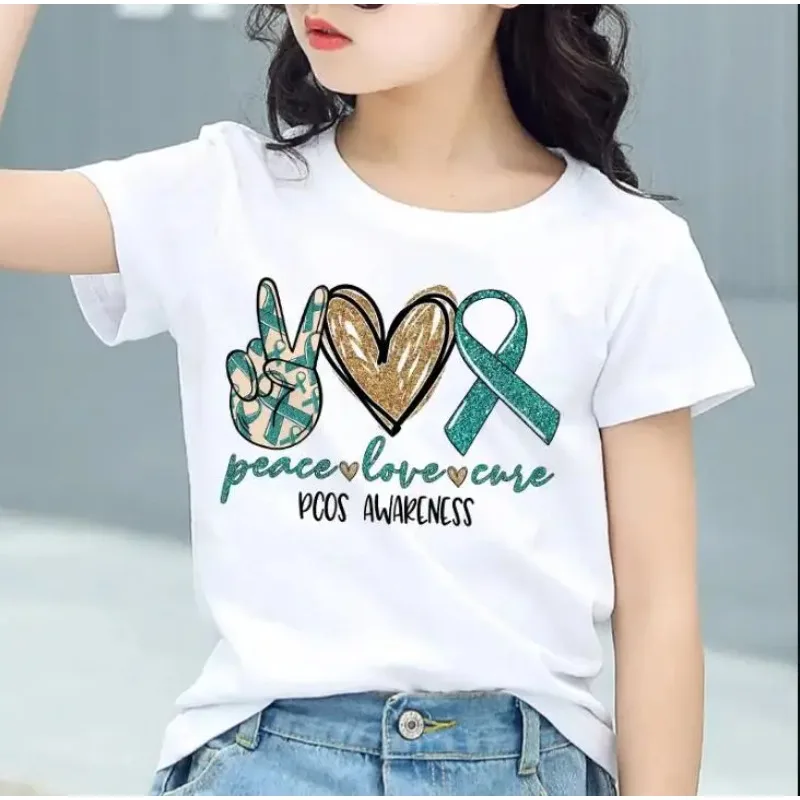 Camiseta de verano para niños y niñas, ropa de fiesta de amor por la Paz, camisetas cortas, gran oferta