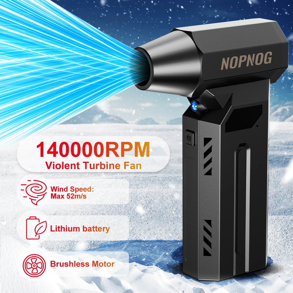 

Electric Air Duster Car Snow Removal 140000RPM ​TurboFan 4 Gears Adjustable Portable Strong Jet Blowing Wireless LED Light