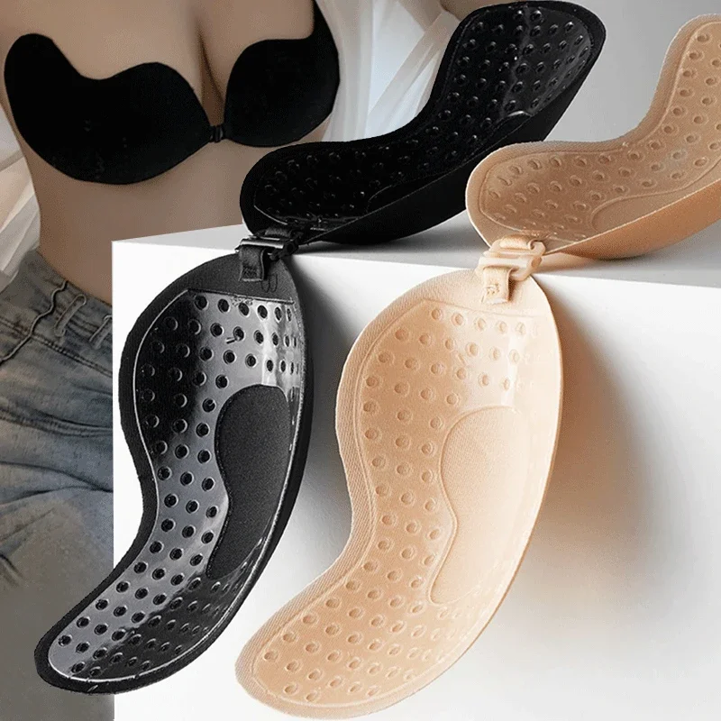 

New Invisible Push Up Bra Backless Strapless Bra Seamless Front Closure Bralette Underwear Women Self-Adhesive Silicone Sticky