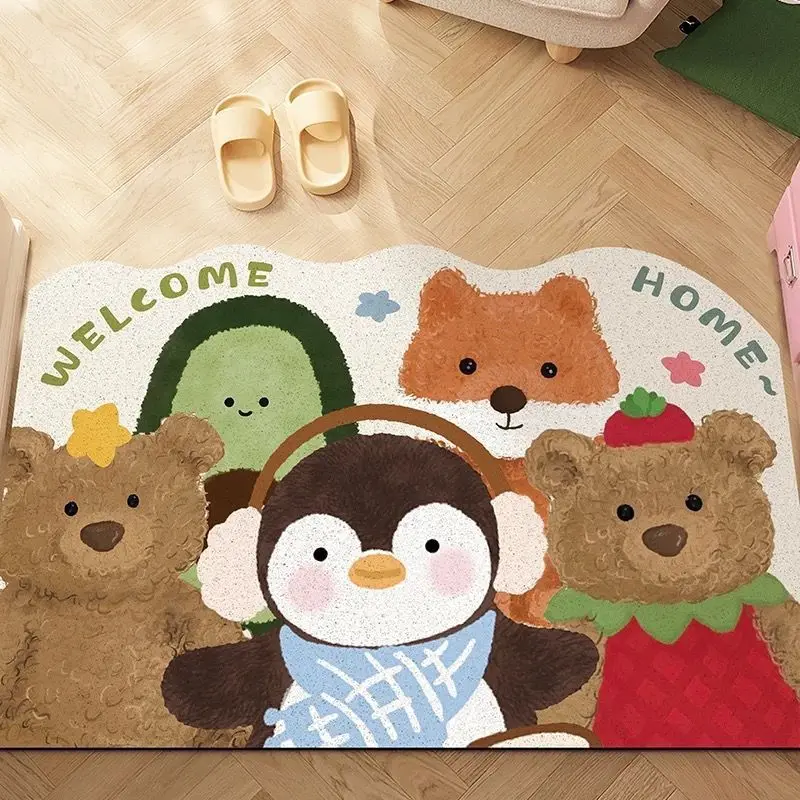 Cute Door Mat Kawaii Kitchen Floor Mat Antislip Home Decorative PVC Entrance Carpet for Living Room
