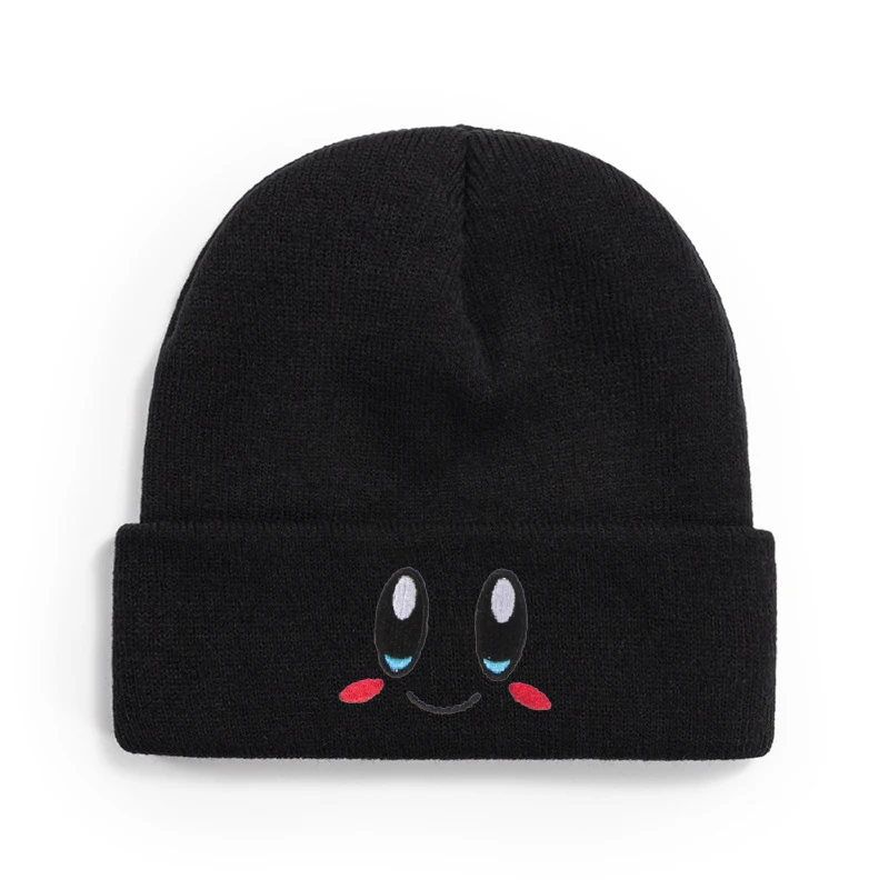 Casual Beanies Skullies KIRBYS Lovely Face Embroidery Knitted Hat Bonnet Cap Girls Boys Skiing Warm Unisex Beanie Accessories