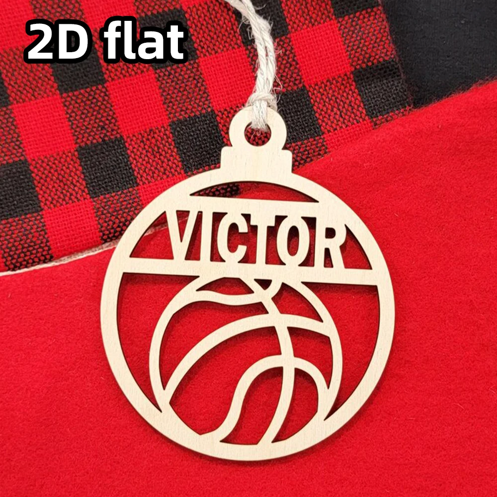 Custom Laser Cut Wooden Sports Ornament, Personalized Christmas Gift for Athlete, Football Basketball Soccer, One Piece