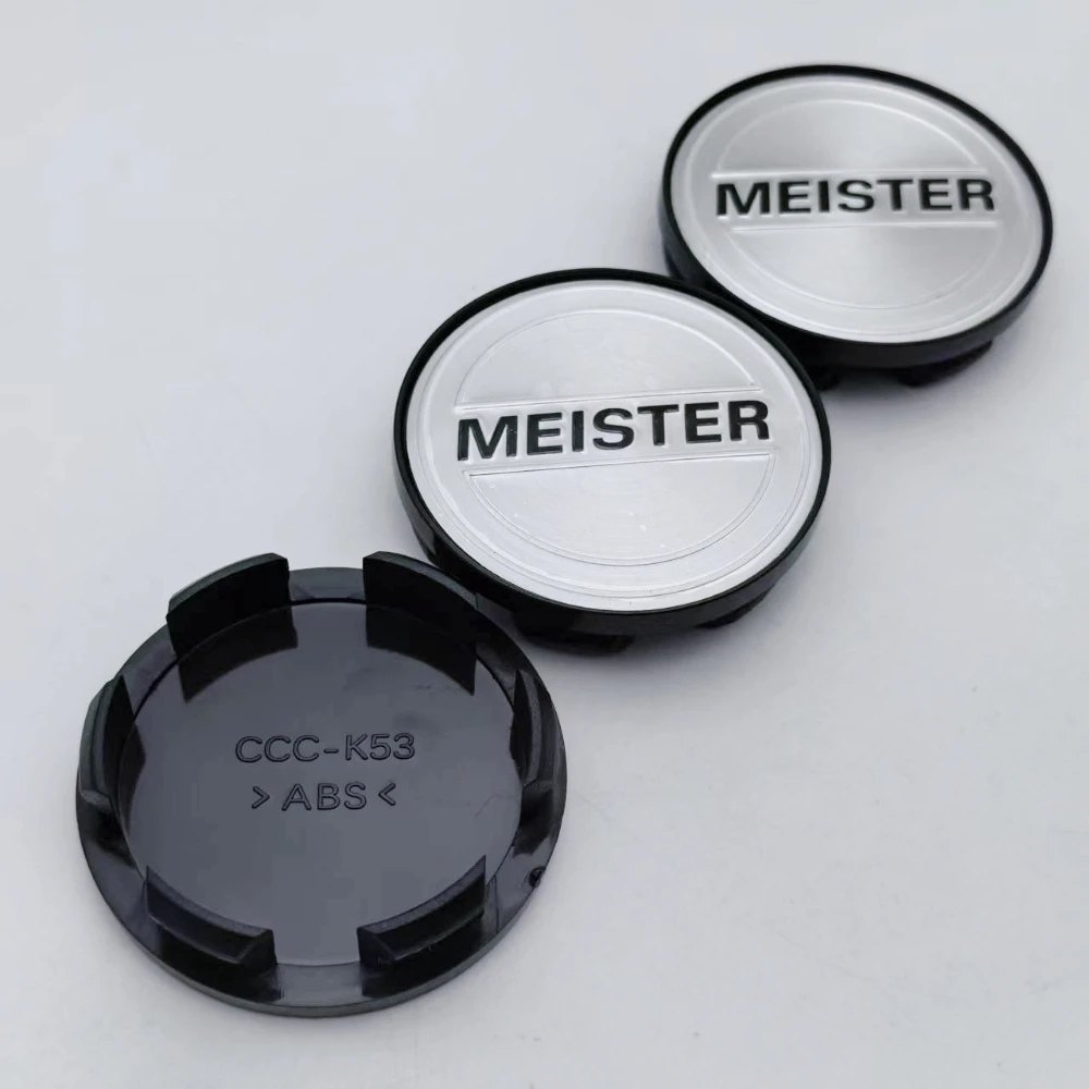 4pcs/set O.D 53mm Clips 48mm Meister Logo Emblem Badge Car Wheel Center Caps Wheel Hubcaps Rim Hub Dust Cover Car Accessories