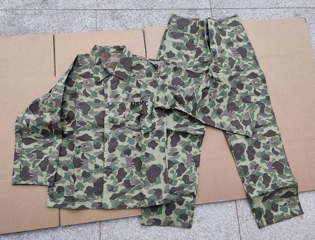 

Костюм для реконструкций USMC P42 времен Второй мировой войны: двусторонняя куртка и брюки из HBT с камуфляжем Frogskin, для кино и косплея