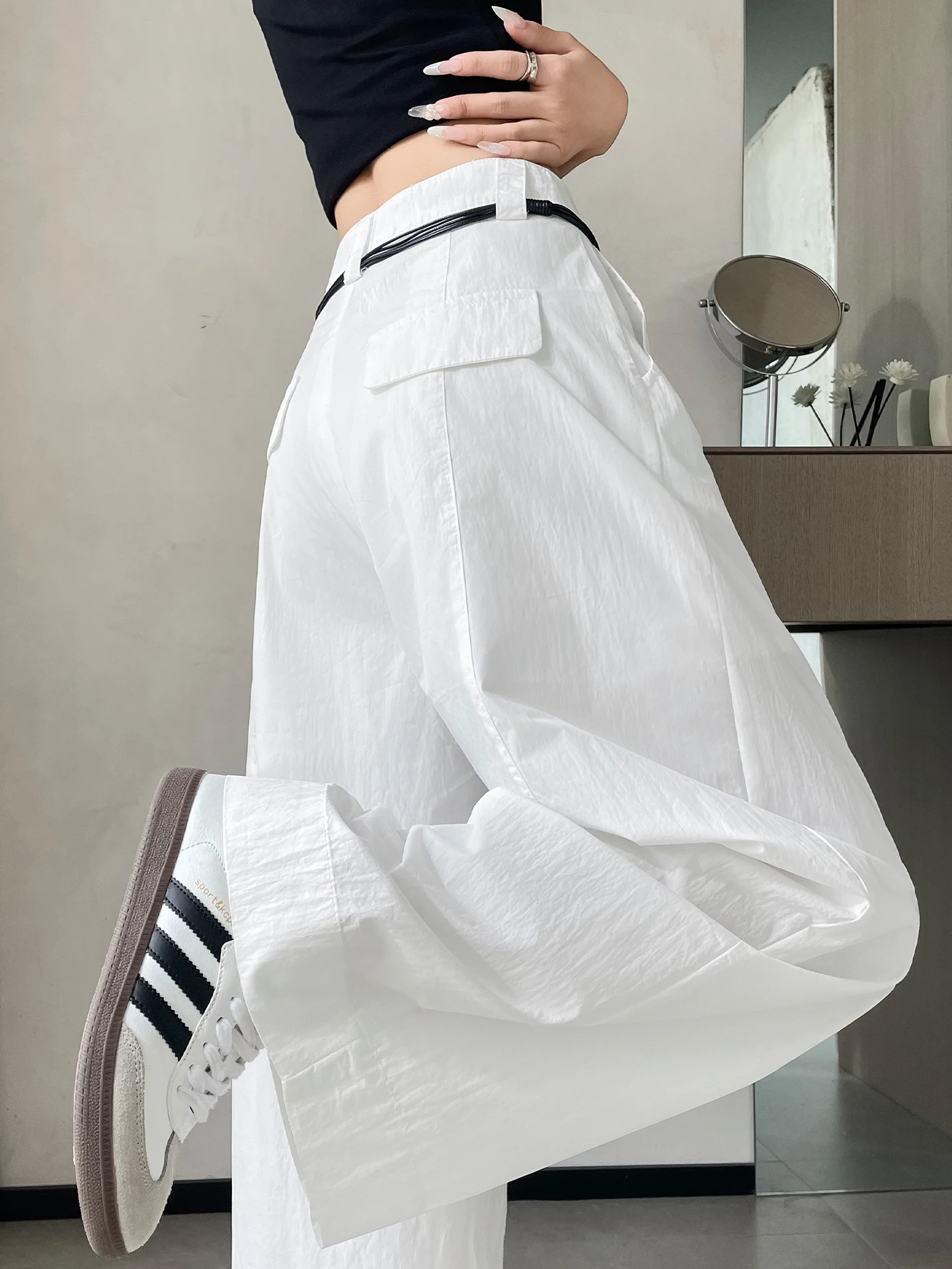 American Lazy Quick Dry Knife  Pants Women's 2026 New Summer Thin Breathable Drape Loose Suit Wide Leg Pants
