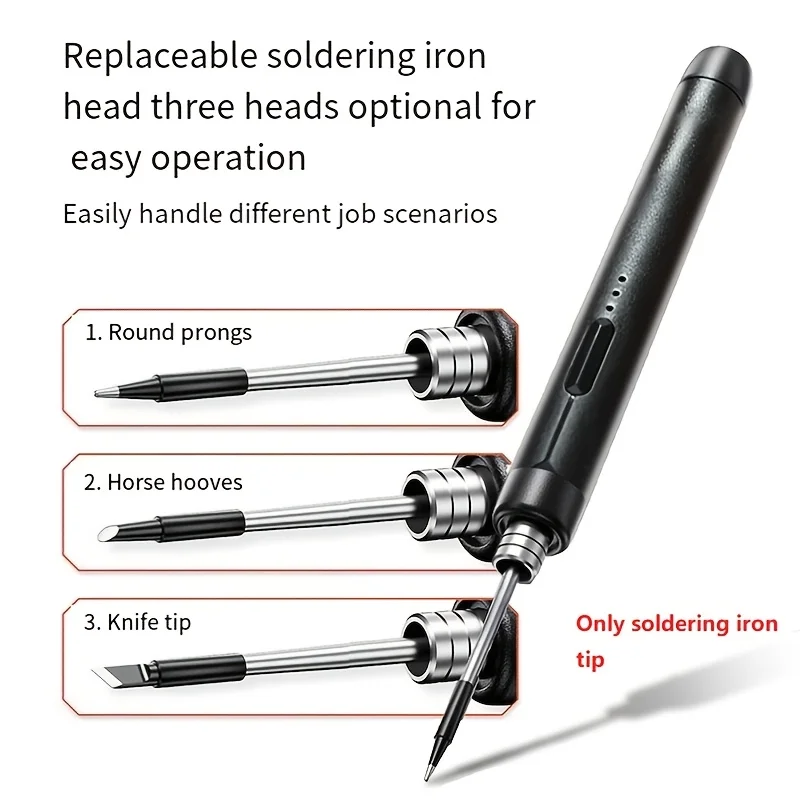 BalenYar 3Pcs Soldering Iron Tip USB Soldering Iron Tip 5V Battery Soldering Iron Tip Soldering Rework Accessories