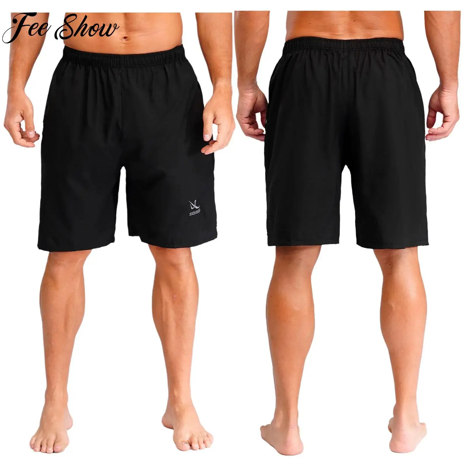 

Mens Jogging Fitness Shorts Quick-Drying Breathable Athletic Beach Shorts with Zipper Pockets for Workout Training Sportswear