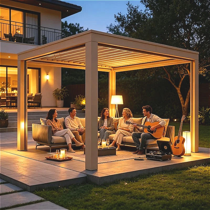 Carport Aluminum Pergola 4x4m Motorized Louvered Waterproof Roof For Vehicle Shade Garden Patio Backyard Parking Customized