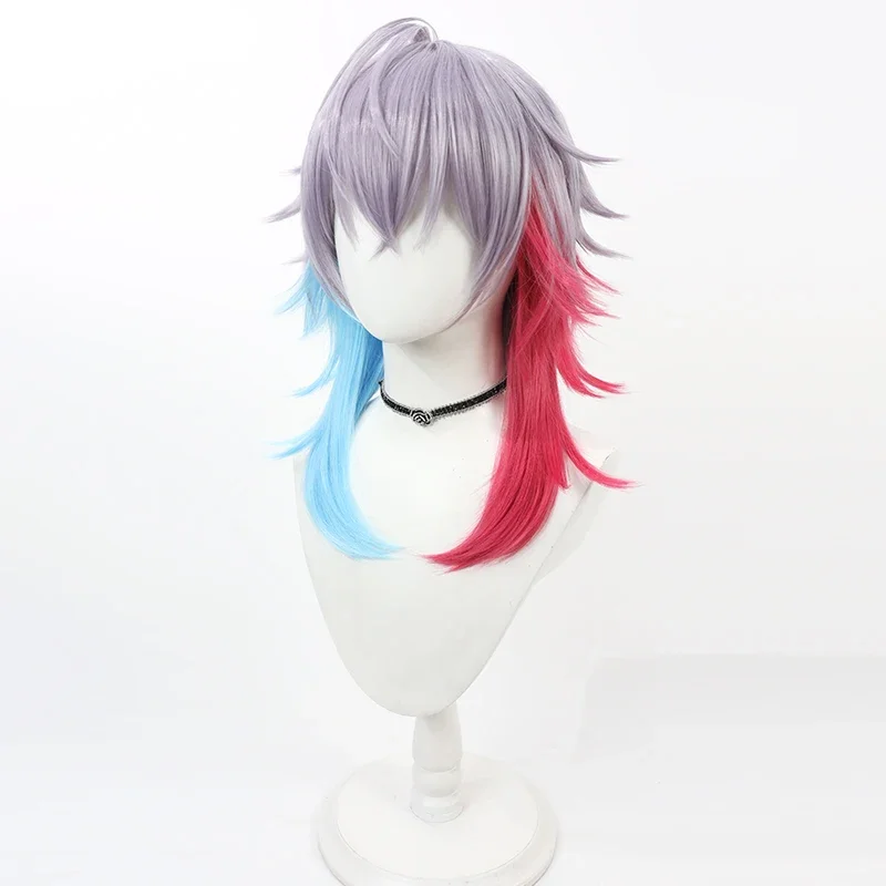 Gavis Bettel Cosplay Wig Vtuber Light Purple Red Blue Mixed Heat Resistant Synthetic Hair for Halloween Costume Role Play Party