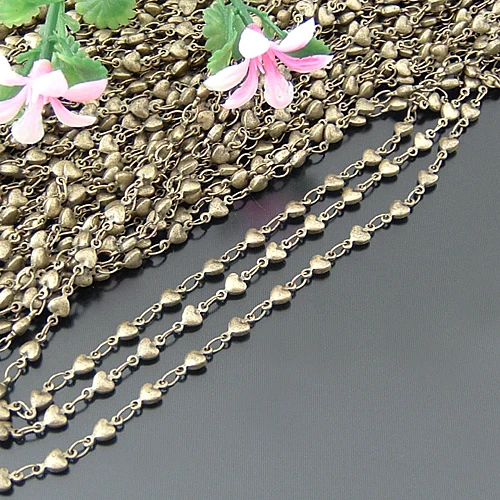 1 Meter Antique Bronze Brass Special Heart Link Chains Diy Jewelry Making Supplies Necklace Earrings Accessories for Women