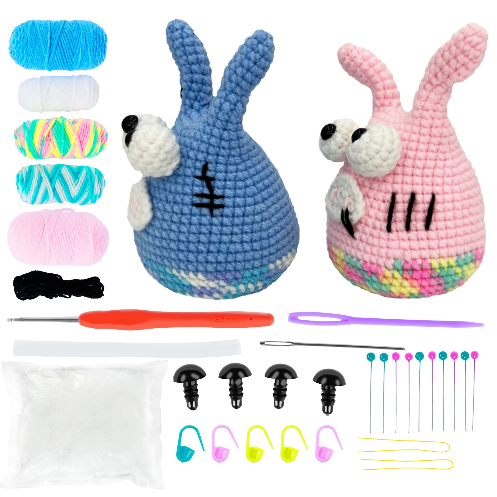 Crochet Kit for Beginners Complete Animal Crochet Knitting Kit Adorable Doll Pig Starter Pack with 6 Yarns Filler DIY Crochet