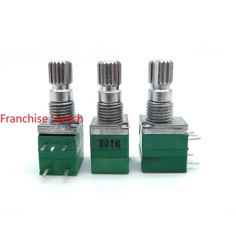 10PCS High Precision Potentiometer R097 Single B10K With Switch 15mm Spindle Volume 