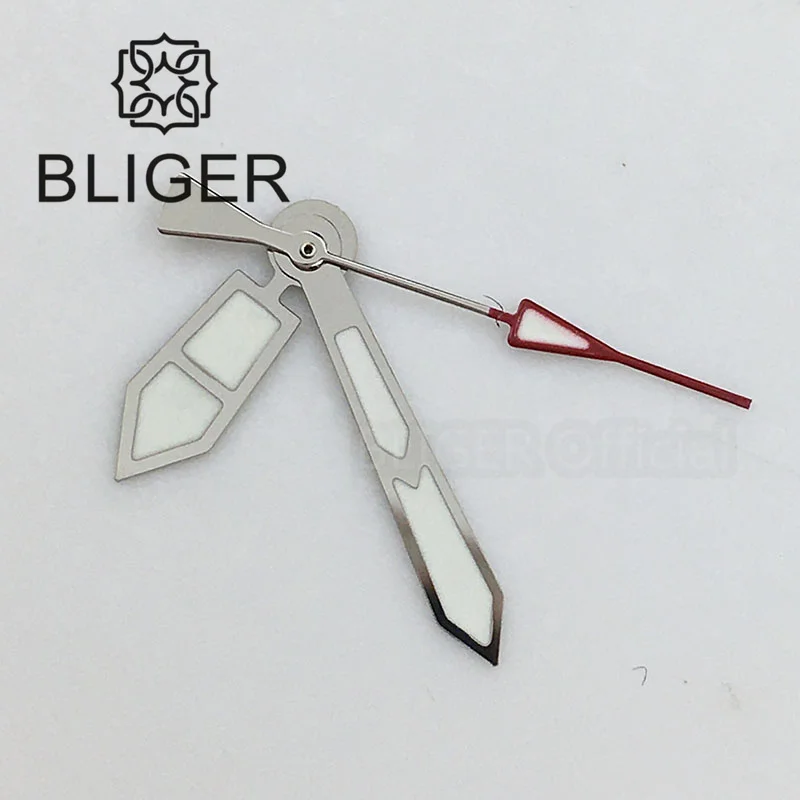 BLIGER Silver Watch Hands Green Luminous Fit NH35 NH36 ETA 2824 2836 Miyota 8205 8215 821A Mingzhu 2813 3804 Movement 3pcs