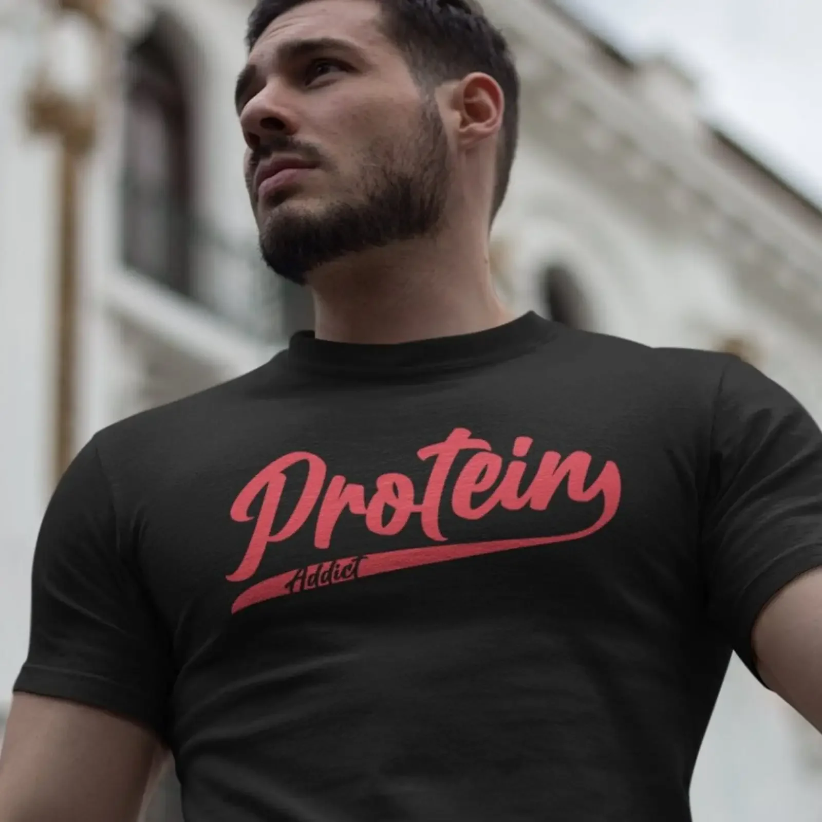 Protein Addict Funny Gym Workout T Shirt Men Weightlifting Fitness Deadlift Squat Exercise Casual  Top vintage Washed Stretched