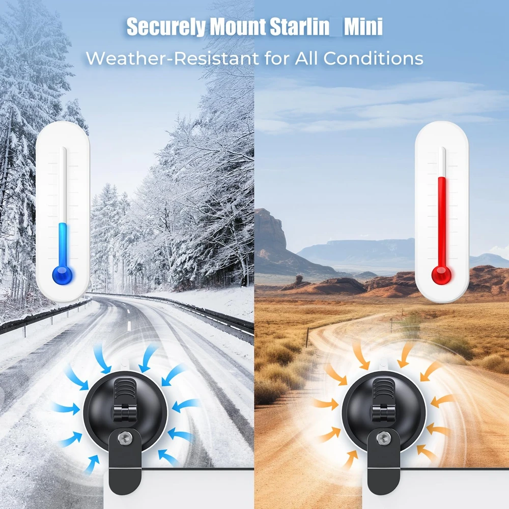 Untuk Starlink Kit Pemasangan Mobil Dudukan Cangkir Isap Mini untuk Pemasangan Atap Matahari/Depan/Belakang Jendela Aman Cocok untuk Internet Perjalanan