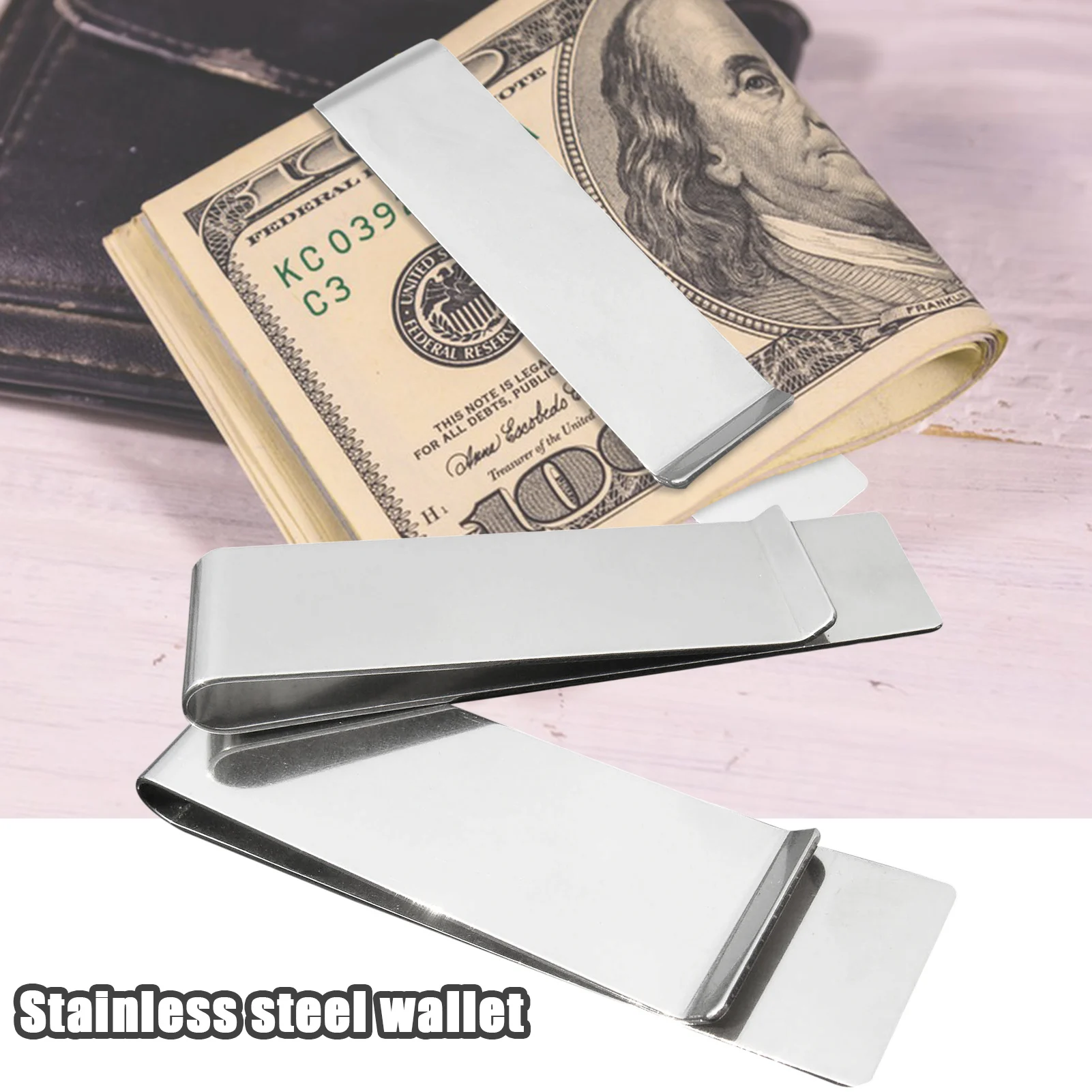 1Pcs Stainless Steel Money Clip Fashion Simple Silver Creative Banknote Clip Belt Clip Personality Bookmark Metal Ticket Folder