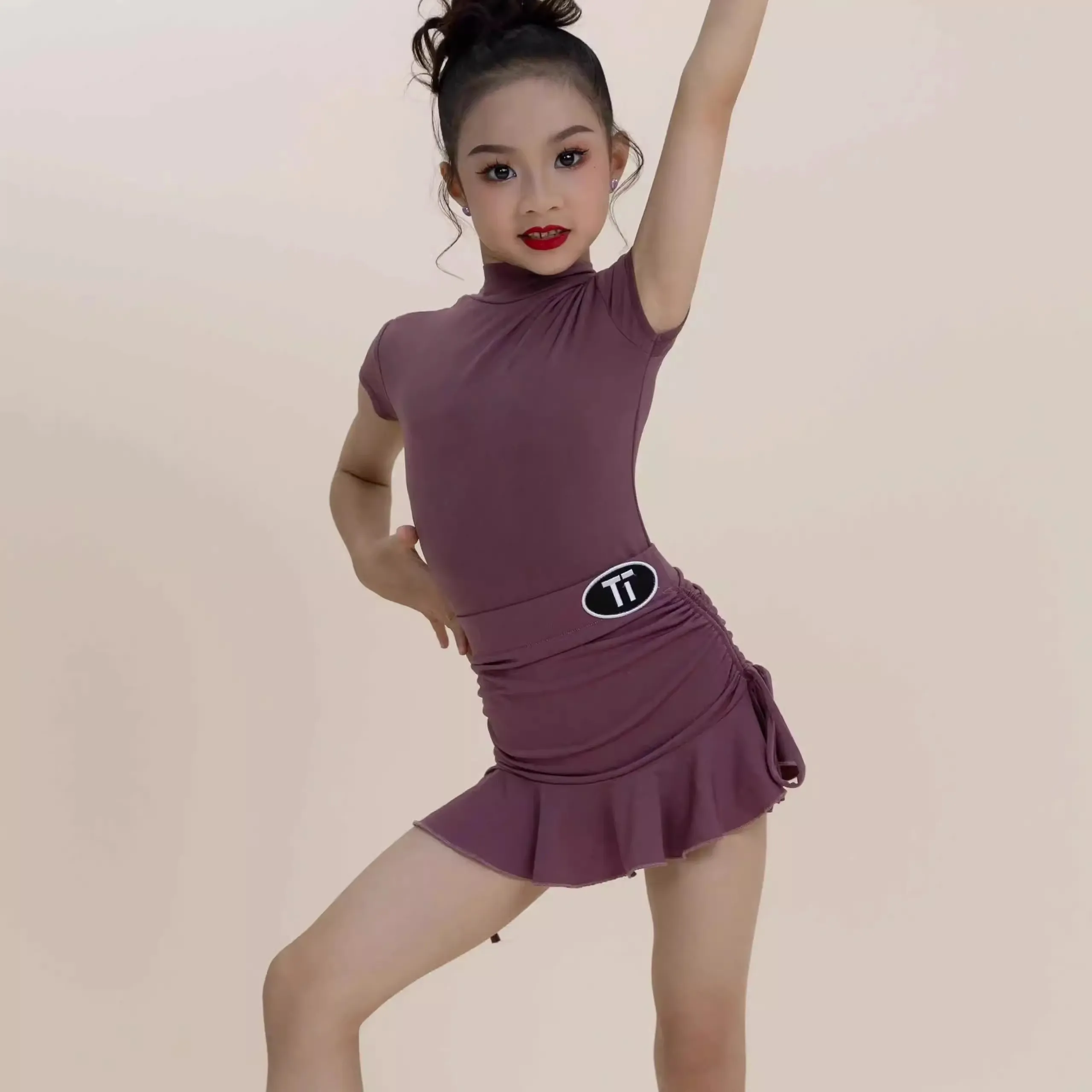 

customized women's adult girls Latin dance costume practice short sleeved slit fringe dress tassel skirt ballroom dress standard