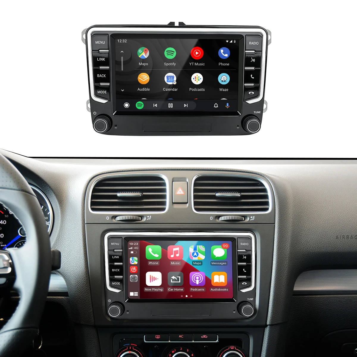 7 inch touchscreen autoradio draadloze CarPlay Android Auto voor VW Passat Golf Jetta Polo Seat Skoda GPS BT Multimedia - afbeelding 2